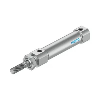 Festo DSNU-S-15-10-P-A-MQ stainless steel round cylinder with 12 mm bore and 15 mm stroke for precision pneumatic automation.